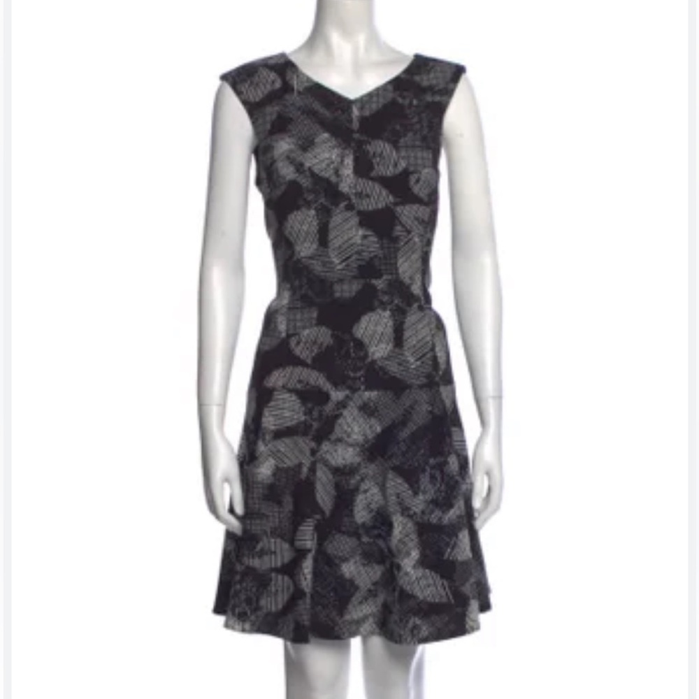 NEW Rebecca Taylor Black and White Printed A Line Fit & Flare Sheath Dress Sz 0